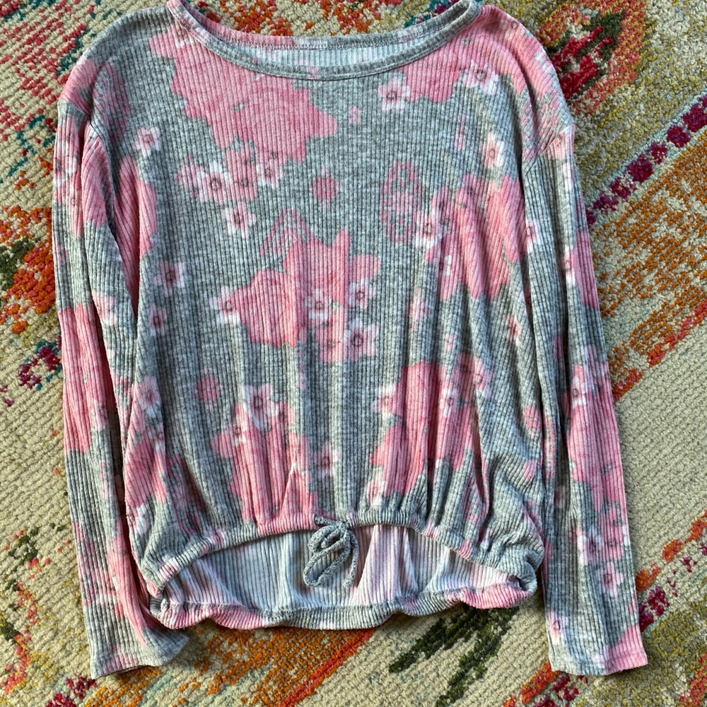 Floral Justice Tie Front Top